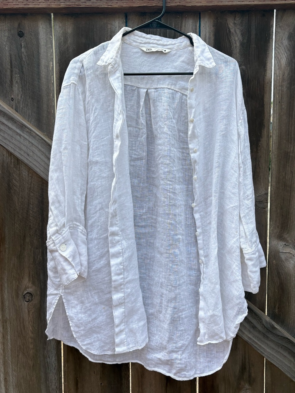 Zara White Linen Button-Down Shirt